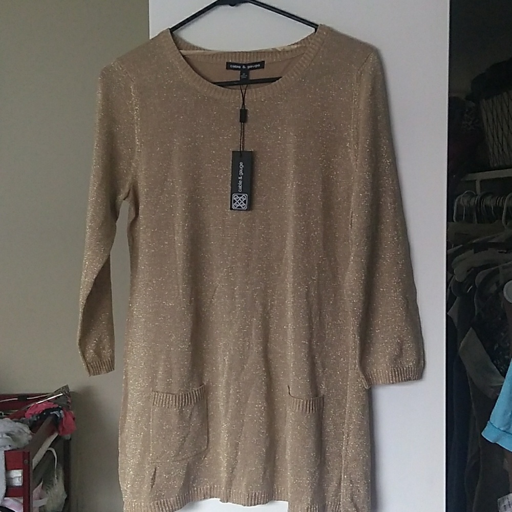 Cable and gauge medium size sequins tunic